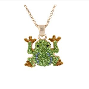 Green and Gold Frog Pendant Necklace